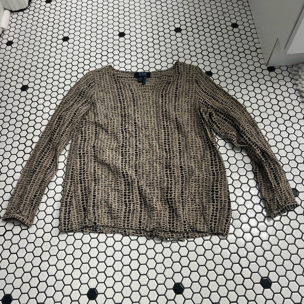 FDJ French dressing jeans drawstring long sleeve shirt size 10